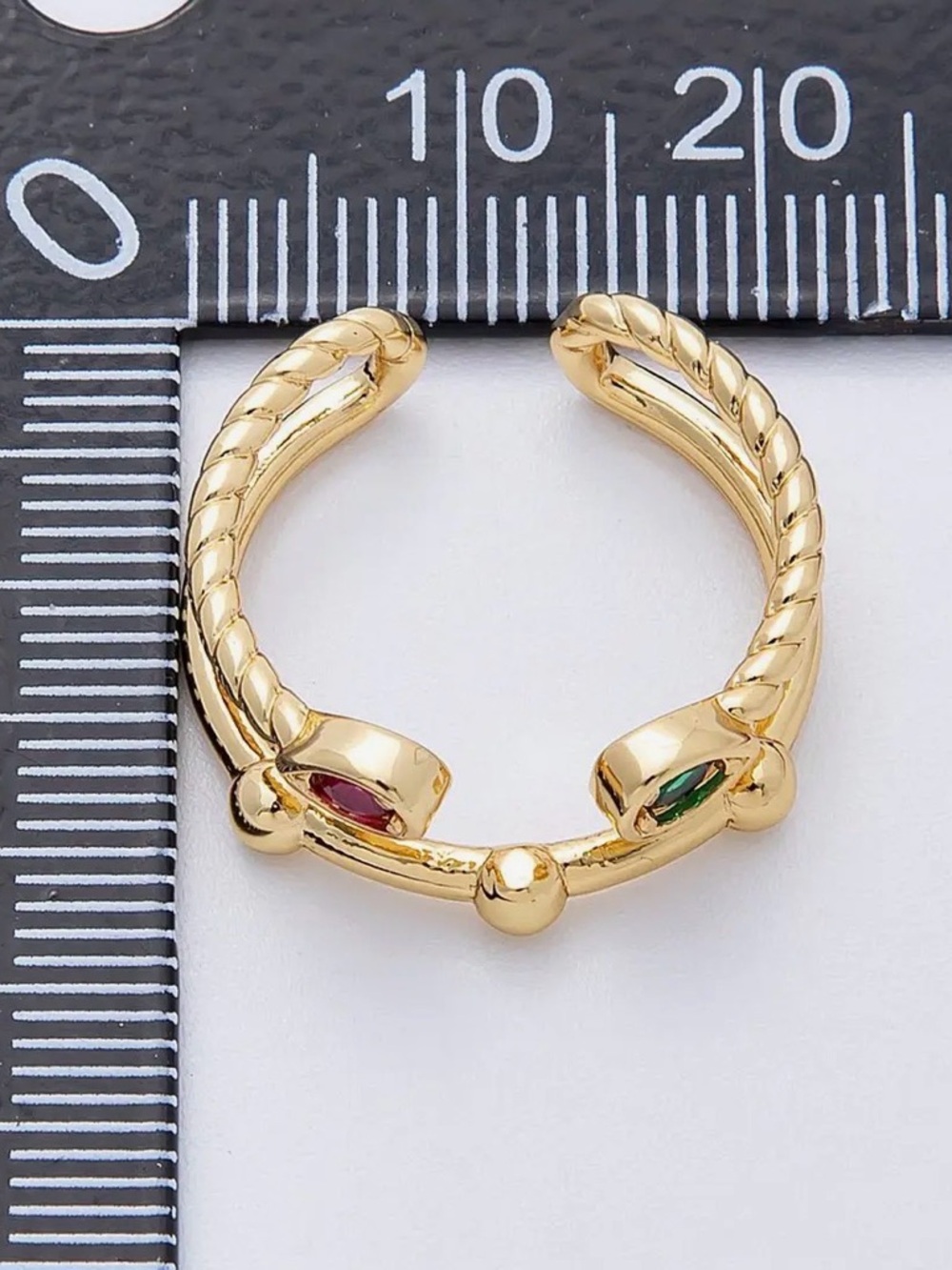 16K Gold Filled Multicolor Cz
Dotted Geometric Wrap Double
Band Ring - Picture 2 of 4